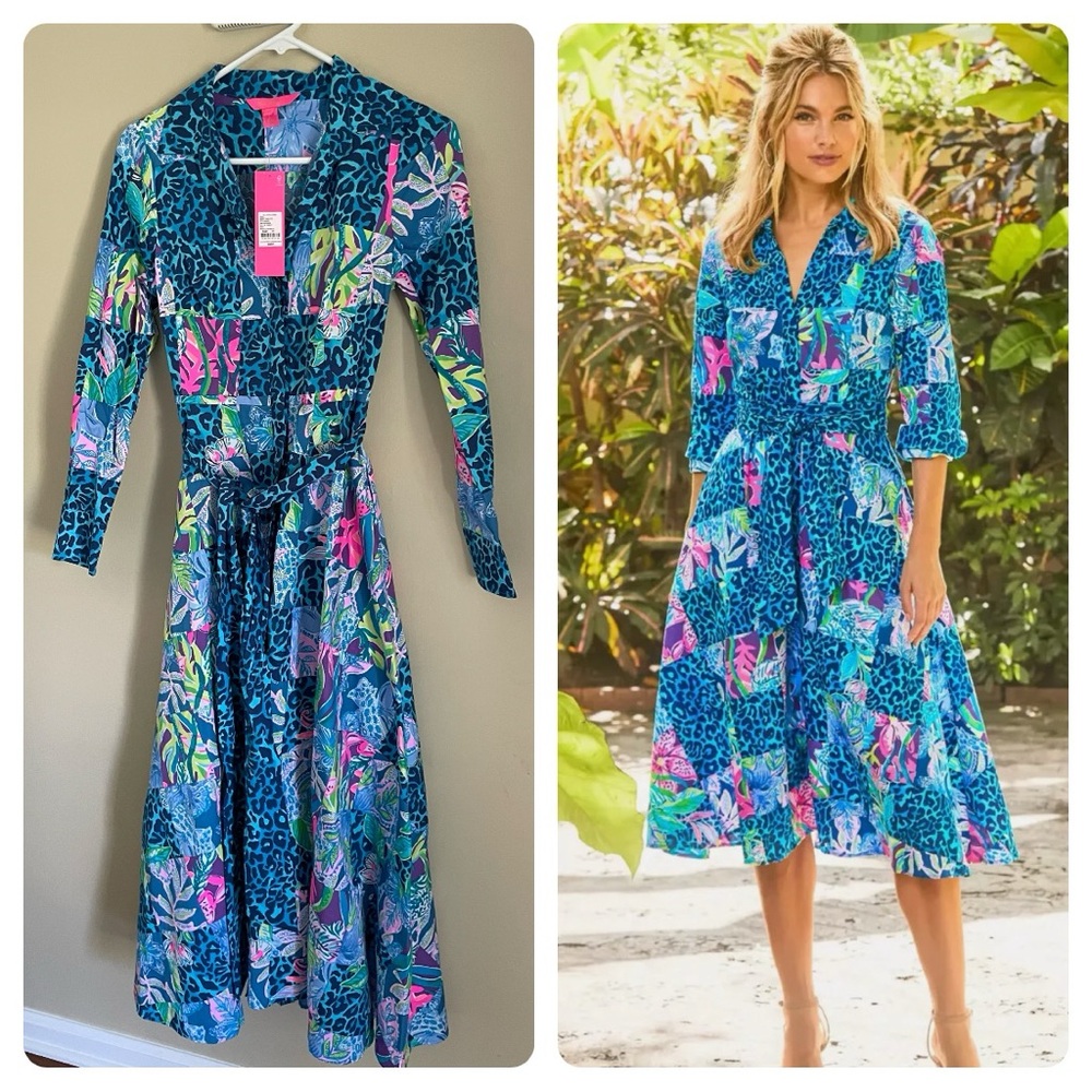 Lilly Pulitzer NWT Pop up Lilly's party Mira shirt dress